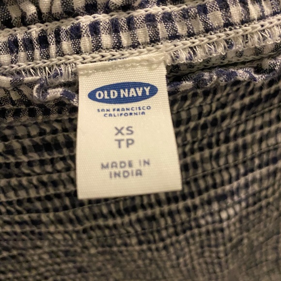 White and Navy Gingham Off the Should Top - Picture 3 of 3